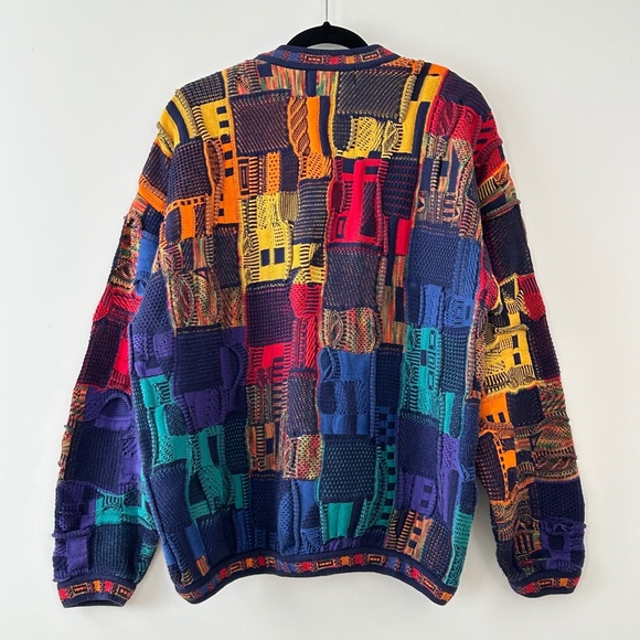 Tundra Canada Coogi Style Colorful Patchwork 3D Knit Cotton Sweater - Picture 9 of 16